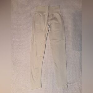 Cream High-Waisted Leggings